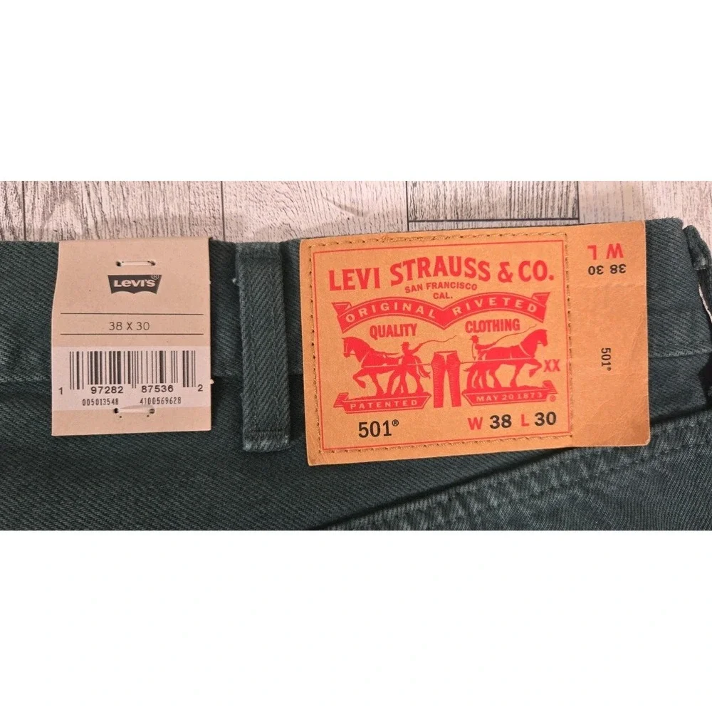 Levi's 501 Mens Jeans 38x30 Sits at Waist Relaxed Thigh Straight Leg GREEN